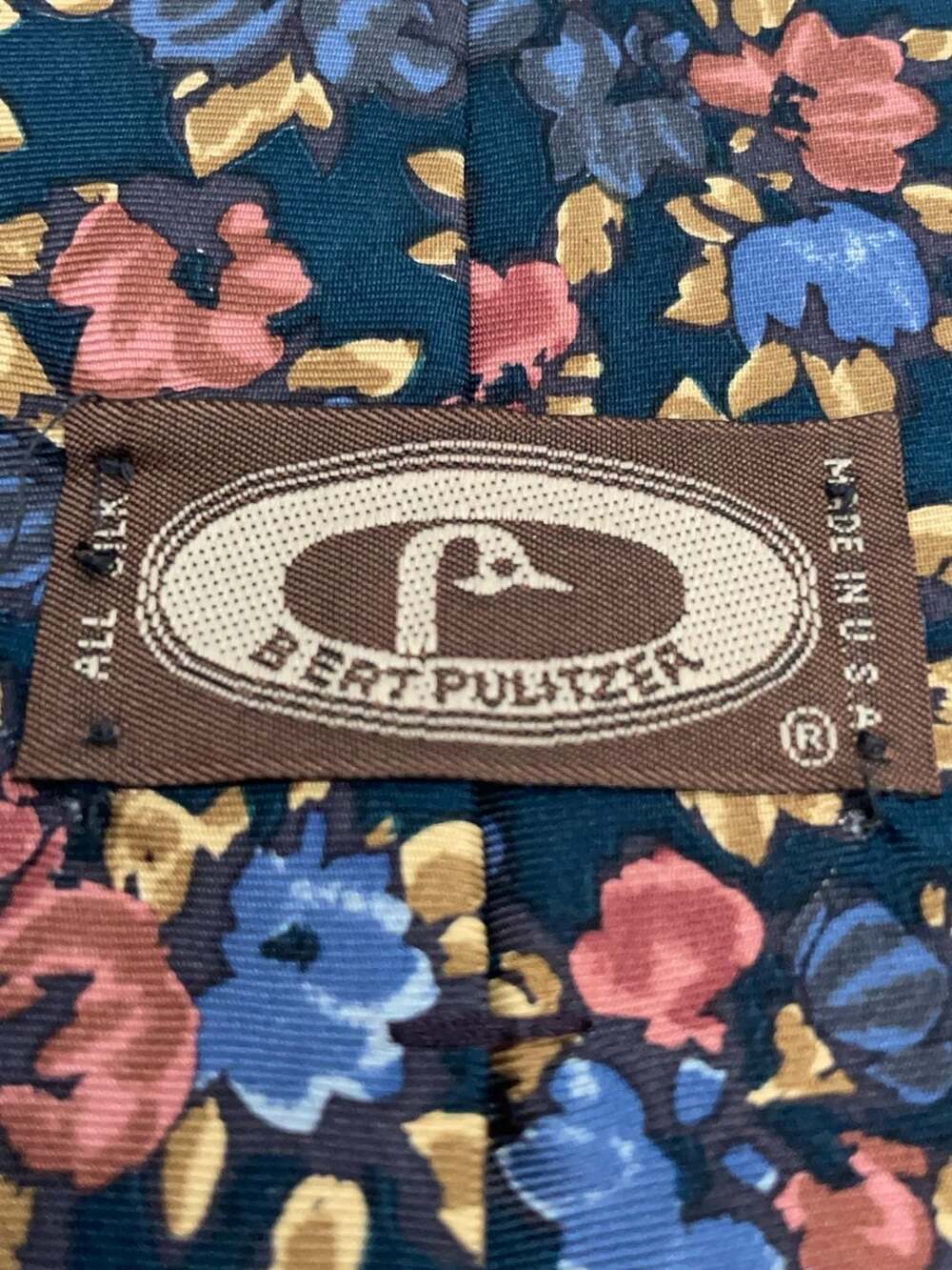 Bert Pulitzer Vintage Floral Pattern All Silk Necktie